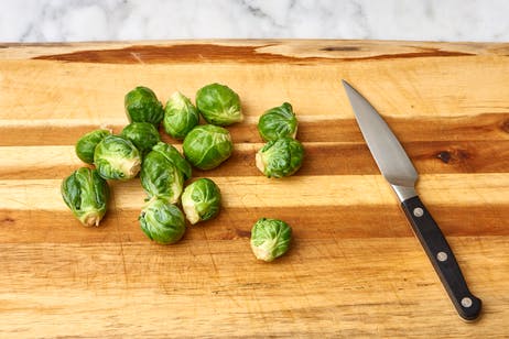 Brussels sprouts on cutting board
